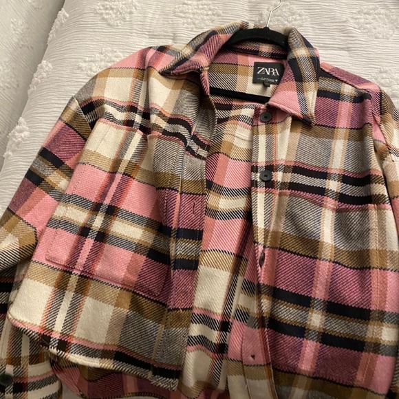 Zara women’s pink plaid overshirt Xs - Picture 2 of 8